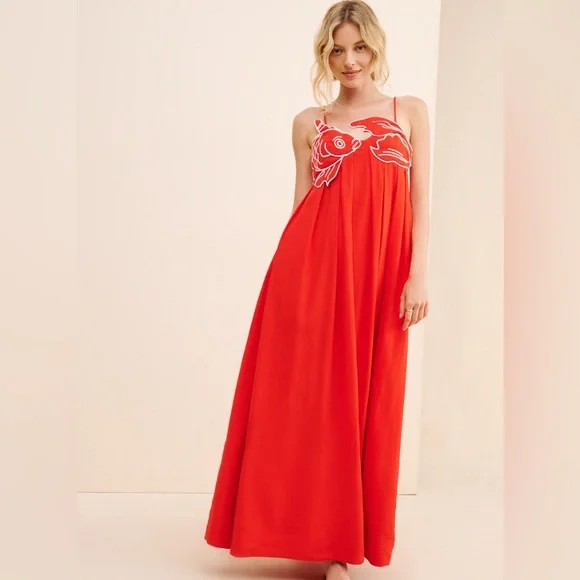 FARM Rio Fish Top Linen Blend Maxi Dress Size XS - www.joarbit.com